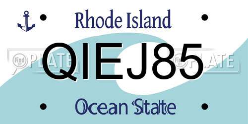 QIEJ85 Rhode Island License Plate
