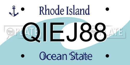 QIEJ88 Rhode Island License Plate