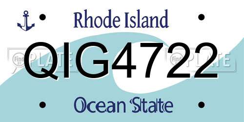 QIG4722 Rhode Island License Plate