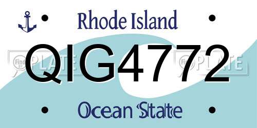 QIG4772 Rhode Island License Plate