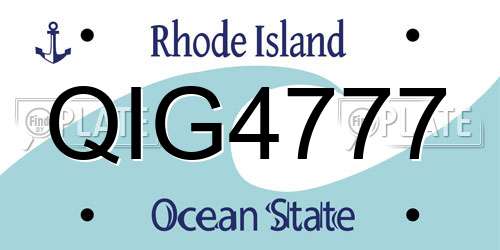 QIG4777 Rhode Island License Plate