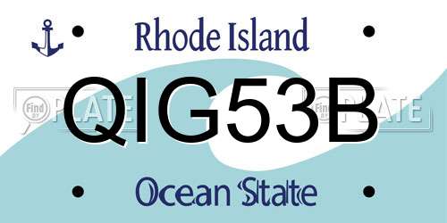 QIG53B Rhode Island License Plate