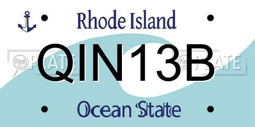 QIN13B Rhode Island License Plate