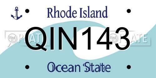 QIN143 Rhode Island License Plate