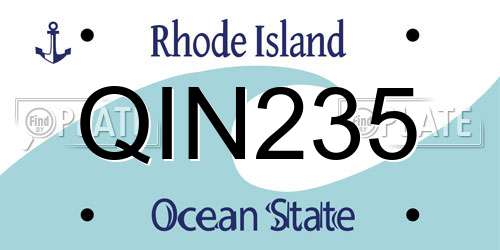 QIN235 Rhode Island License Plate