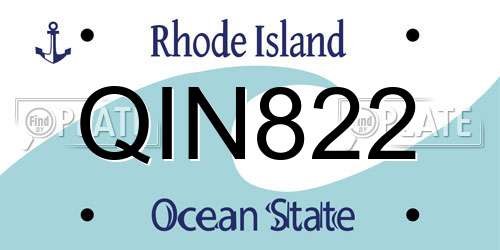 QIN822 Rhode Island License Plate