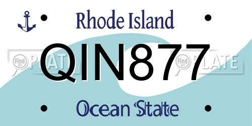 QIN877 Rhode Island License Plate