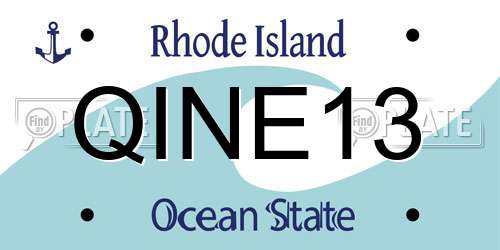 QINE13 Rhode Island License Plate