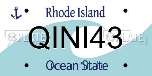 QINI43 Rhode Island License Plate