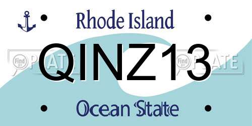 QINZ13 Rhode Island License Plate