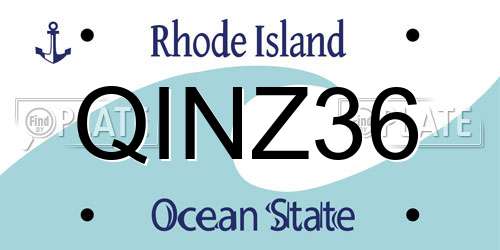 QINZ36 Rhode Island License Plate