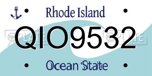 QIO9532 Rhode Island License Plate