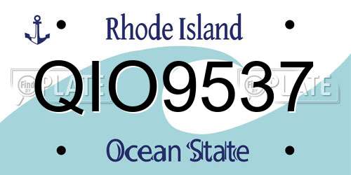 QIO9537 Rhode Island License Plate