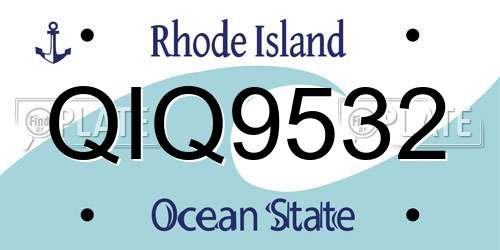 QIQ9532 Rhode Island License Plate