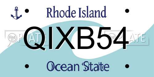 QIXB54 Rhode Island License Plate