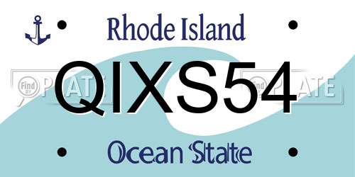 QIXS54 Rhode Island License Plate