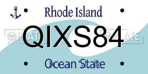 QIXS84 Rhode Island License Plate