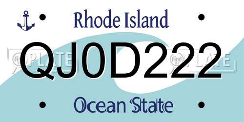 QJ0D222 Rhode Island License Plate