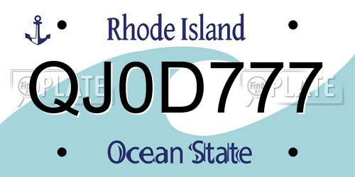 QJ0D777 Rhode Island License Plate