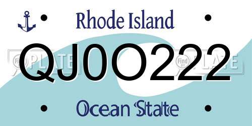 QJ0O222 Rhode Island License Plate