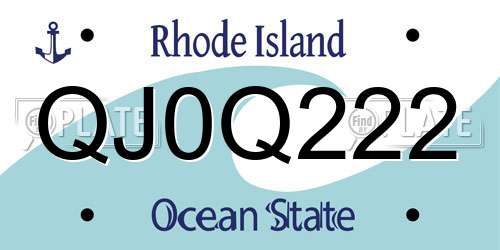 QJ0Q222 Rhode Island License Plate