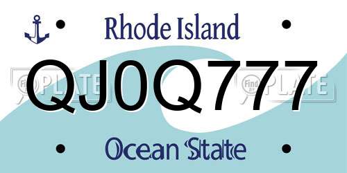 QJ0Q777 Rhode Island License Plate
