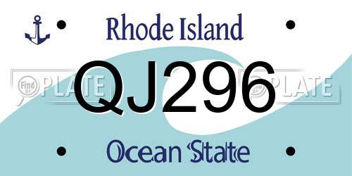 QJ296 Rhode Island License Plate