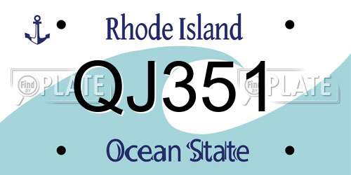 QJ351 Rhode Island License Plate