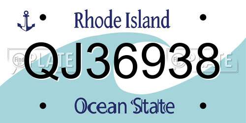 QJ36938 Rhode Island License Plate