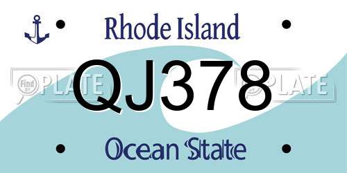 QJ378 Rhode Island License Plate