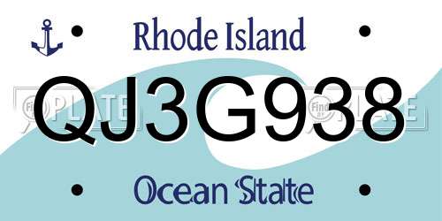 QJ3G938 Rhode Island License Plate