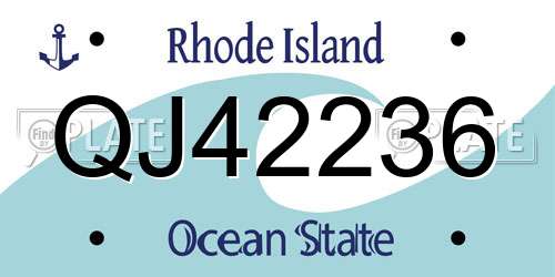 QJ42236 Rhode Island License Plate