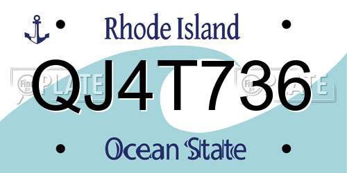 QJ4T736 Rhode Island License Plate
