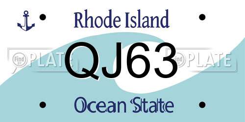 QJ63 Rhode Island License Plate