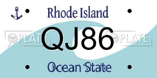 QJ86 Rhode Island License Plate