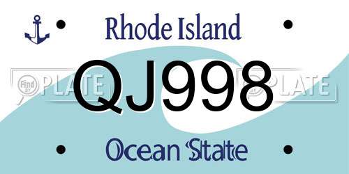 QJ998 Rhode Island License Plate