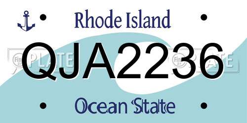 QJA2236 Rhode Island License Plate