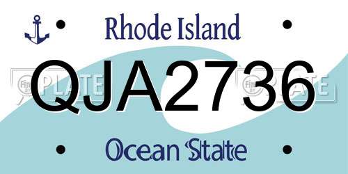 QJA2736 Rhode Island License Plate