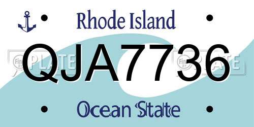 QJA7736 Rhode Island License Plate