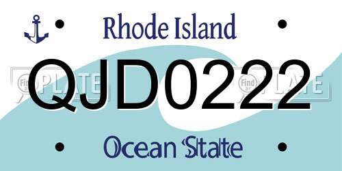 QJD0222 Rhode Island License Plate