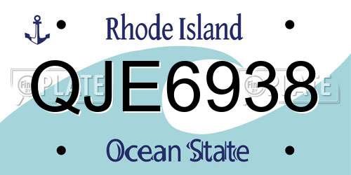 QJE6938 Rhode Island License Plate