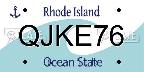 QJKE76 Rhode Island License Plate