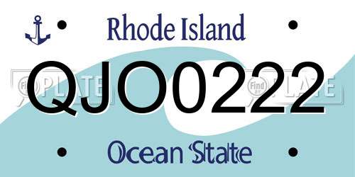 QJO0222 Rhode Island License Plate