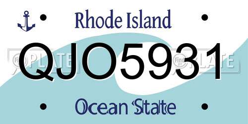 QJO5931 Rhode Island License Plate