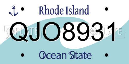 QJO8931 Rhode Island License Plate