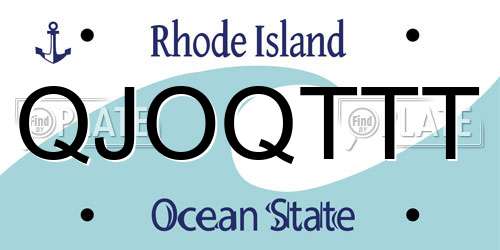 QJOQTTT Rhode Island License Plate