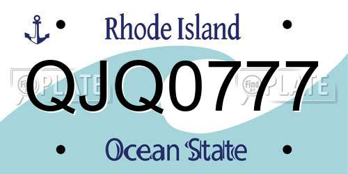QJQ0777 Rhode Island License Plate
