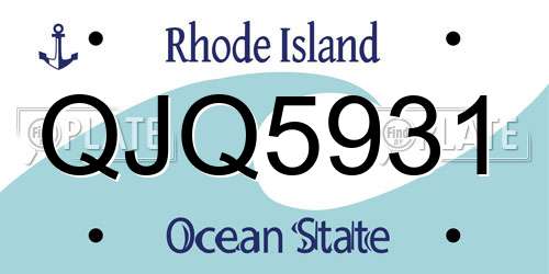 QJQ5931 Rhode Island License Plate