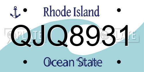 QJQ8931 Rhode Island License Plate