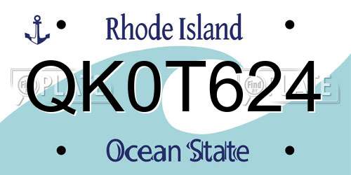 QK0T624 Rhode Island License Plate
